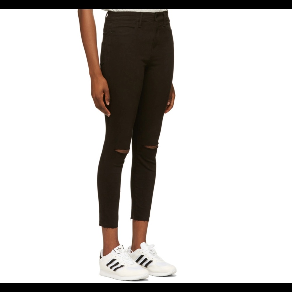 FRAME BLACK SKINNY CROPPED JEANS